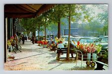 Nantucket MA-Massachusetts, The Flower Market On Main Street Vintage Postcard picture