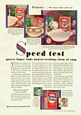 1928 Super Suds Soap Vintage Print Ad Speed Test Proves Fastest Working  picture