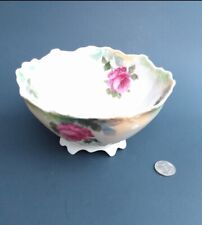 Antique 1830's Silesia Germany Embossed Floral Fluted/Footed Serving Bowl 7