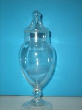 Vtg Apothecary Covered Jar Glass Candy Container w/ Lid picture