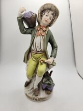 Vintage Homco Figurine #1258 Boy Basket of Grapes Collectable Decor picture
