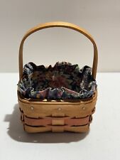 LONGABERGER SMALL BERRY BASKET BLUE FLORAL FABRIC LINER Signed 1991 HAND-WOVEN picture
