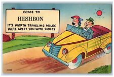 Heshbon Pennsylvania Postcard Traveling Miles Classic Car Lovers  c1940 Vintage picture