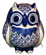 Cobalt Blue & White Large Owl Figurine Ceramic picture