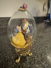 Vintage Franklin Mint 1990’s Disney Beauty and the Beast Footed Glass Dome Egg picture
