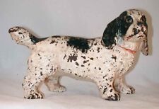 Antique Cast Iron Doorstop Black and White Painted Full Figure Cocker Spaniel picture