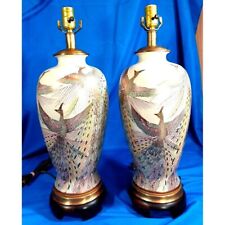 Frederick Cooper Porcelain Peacock Lamps  Set Oriental Chinoiserie Mid Century picture
