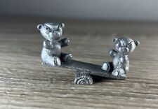 Spoontiques Pewter Teddy Bears Seesaw Teeter Totter Toy Animal Art Figurine picture