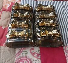 Lot of 8 Vintage Silver Plated Napkin Rings Gold Tone Bows 2