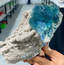 5.38LB NATURAL BULE FLUORITE Quartz CrystalCluster Mineral Specimen picture