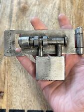 Vintage Old Antique Master Hasp Lock Hinged Bolt Padlock No Key Pat. 1924 picture
