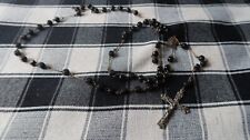 Vintage Antique Black Wood Bead Rosary picture