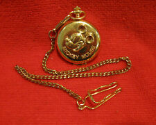 EXCELLENT by LORUS DISNEY MICKEY MOUSE POCKET WATCH W/ CHAIN WORKING WELL NU BAT picture