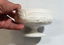 Westmoreland Milk Glass Rose & Lattice Candy Dish Compote Marked c1969 picture