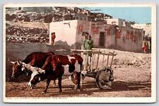 Laguna Pueblo New Mexico~Old Carreta Ox Cart~Detroit Pub Co PM 1932 Postcard picture