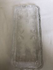 Vintage Clear Glass Serving Tray Bow And Floral Design 5x13” picture