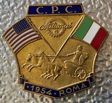 RARE 1950s NCR CORP,C.P.C NATIONAL ROMA 1954 ENAMELLED BADGE.U.S.A,ITALY FLAG picture