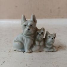 Scotty Westie Terrier Bulldog Dog w/ Pups Trio Figurine Japan Miniature White picture