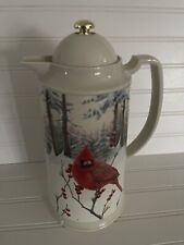 Lennox Winter Greetings Carafe Vintage 1990’s Cardinal Birds Hot Thermos picture