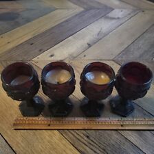 4 Vintage Avon Cape Cod Ruby Red Glass Footed Water Goblets 4.5