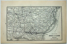 Original 1898 Map of The Georgia & Alabama Railway. Antique picture