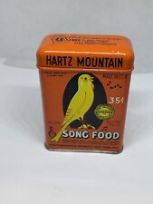 Antique Hartz Mountain Products Corp Song Food Bird Feed Advertising Orange Tin  picture