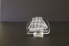 SIGNED - LALIQUE FROSTED CRYSTAL SAILING SHIP PAPERWEIGHT  -  STUNNING picture