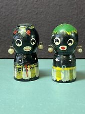 Native Jungle Salt & Pepper Shakers - Hand Painted - Pearl Earrings - Vintage picture