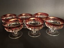 6 Tiffin-Franciscan Kings Crown Ruby Red Flashed Thumbprint Sherbet Champagne picture