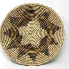 Native African Tribal Hand Woven Coiled Basket Bowl Shallow Vintage 14