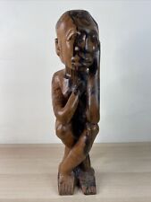 Antique Hand Carved Tribal Man Rosewood Hardwood 22” picture