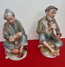 Artmark Figurines Man With Pipe and Woman Knitting Vintage Set of 2 picture