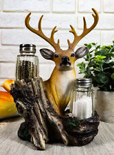 Rustic Woodlands Wild Deer Big Buck Bust Figurine Salt Pepper Shakers Holder picture