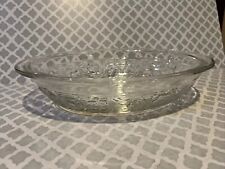 Vintage Oval Clear Glass Casserole Dish Oven Proof Raised Flowers 11 X 3 X 8 picture