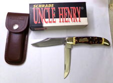 Vintage Schrade UNCLE HENRY Folding Knife in Box #227US China + Sheath picture