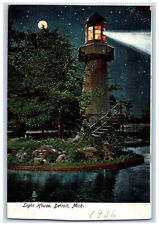 1906 Light House By Moon Night Scene Detroit Michigan MI Antique Postcard picture