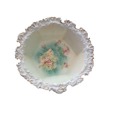 Vintage Antique? RS Prussia Porcelain Lusterware Bowl Teal Pink Roses  picture