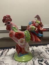 Poultry In Motion Ceramic Rooster Figure No. 16793 Chicken And Hibiscus picture