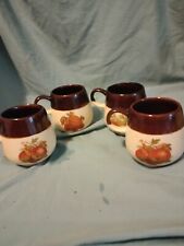 McCoy Fruits Designs Coffee Mugs Cups Pottery USA Set of 4 Vintage picture