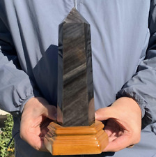 1290g Natural Silver Obsidian Tower Obelisk Point Mineral Crystal Healing picture