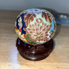 Floral Round decorative round item With Wooden Stand 3.5” picture