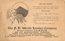 H83/ Akron Ohio Postcard c1910  F. H. Weeks Lumber Company Coal Ad 191 picture