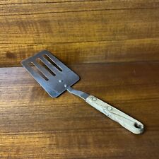 Vintage Robinson Stainless Slotted Spatula 11” Short Wood Handle picture