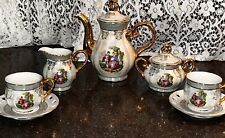 Iridescent Victorian Teapot set sugar creamer 2 cup Courting Couple Japanese Vtg picture