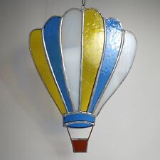 Vintage TG Signed Stained Glass Hot Air Balloon Hanging Suncatcher 7.5