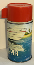 1966 FLIPPER Metal Thermos King Seeley Thermos w/ Stopper and Aladdin Red Cap picture