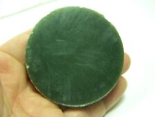 #11 Russia 97g 100% Natural Rough Round Green Jade Slice Specimen 3.50oz 57.5mm picture