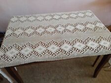 Vintage Rectangle Tablecloth, Hand Crochet Cotton Lace 185x93 cm, 72.8x36.6 in picture