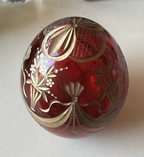 Vintage Russia St. Petersburg Imperial style carved crystal egg in red - pretty picture