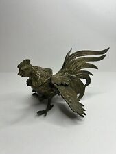 Fighting Brass Rooster Cock Figurine Mid Century Modern Decor MCM  picture